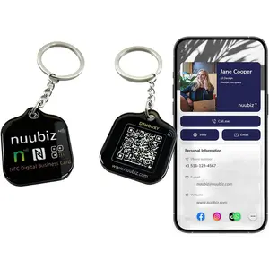 NFC & QR Code Digital Business Card Keychain, Office Desk Organizer Accessory – No App/No Fees, 1-Tap Sharing for Contacts, Social Media & Payments, Quick Profile Creation, Anytime Updates