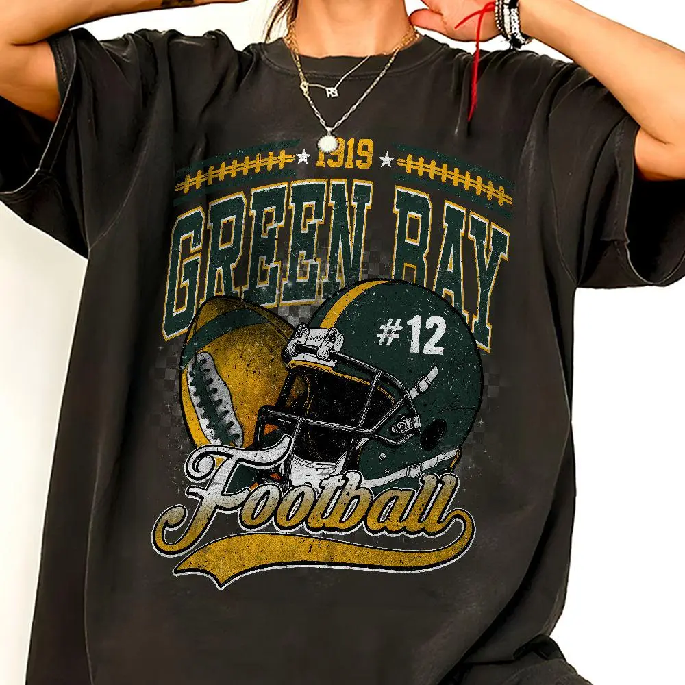 Comfort Color Green Bay Football Team Vintage Shirt, Gift For Player Fans With Custom Numbers, Game Day Apparel