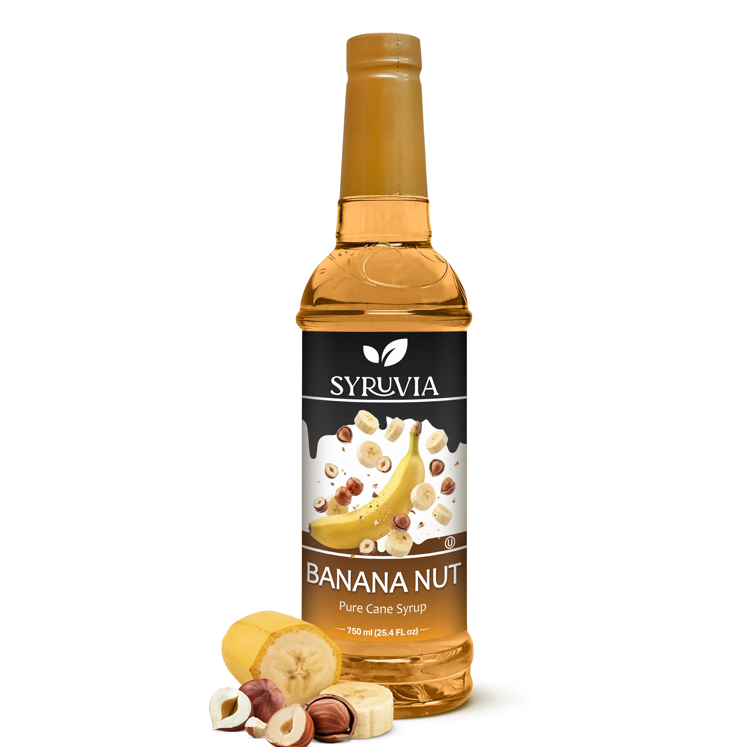 Syruvia Banana Nut Flavored Syrup - Banana Coffee Syrup for Drinks, Desserts - 25.4 fl oz