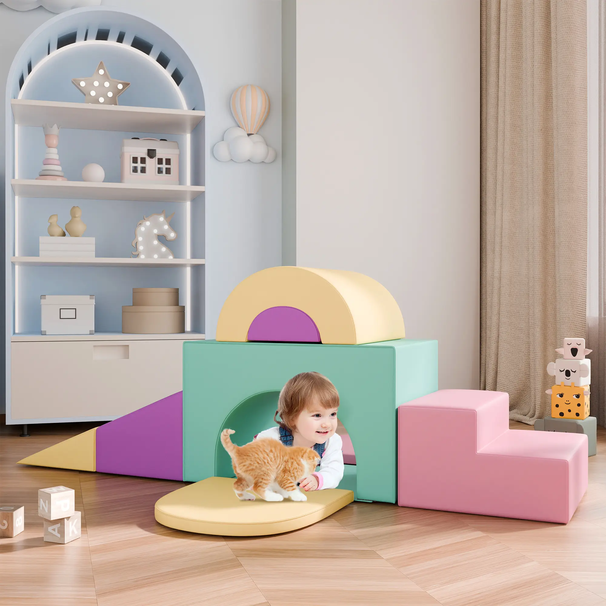 Topwin 7-Piece Children’s Building Blocks Kit - Colorful Educational Construction Stacking Blocks for Toddlers, Supports Open Ended Play, Creativity & Skill Development for Playrooms, Schools, Certified Safe