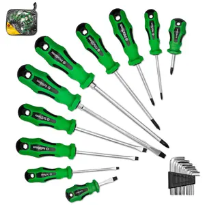 18pcs Magnetic Screwdriver Set with Chromium Vanadium Steel, High Quality, with Bag, Convenient Storage, Includes 5 Phillips & 5 Flathead, 8 Hex Key Set, Ideal for Home DIY Projects, Multipurpose Screwdriver Kit