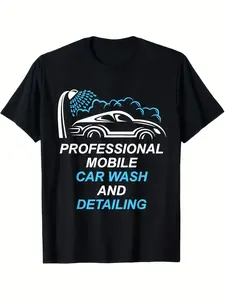 Men's & Unisex Heavy Machinery Mobile Car Wash T-Shirt - Retro Auto Detailing Graphic Tee with Crew Neck, Soft Breathable Short Sleeve Shirt Suitable for Auto Detailers, Mobile Wash Businesses, Casual Wear (S-XXXL)