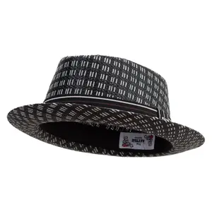 Woven Paper Straw Wide Brim Porkpie Upbrim Fedora