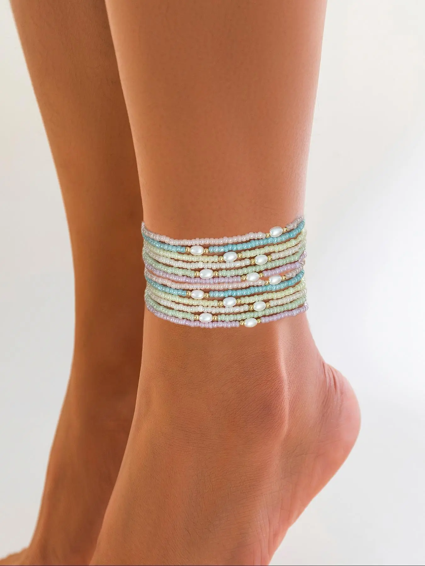 Faux Pearl Decor Beaded Anklet, Boho Style Jewelry for Women, Wearable Jewelry, Fashion Jewelry for Party, Daily Clothing Decor, Trendy All-match & Exquisite Jewelry for Gift, Fashionable Jewelry Accessories