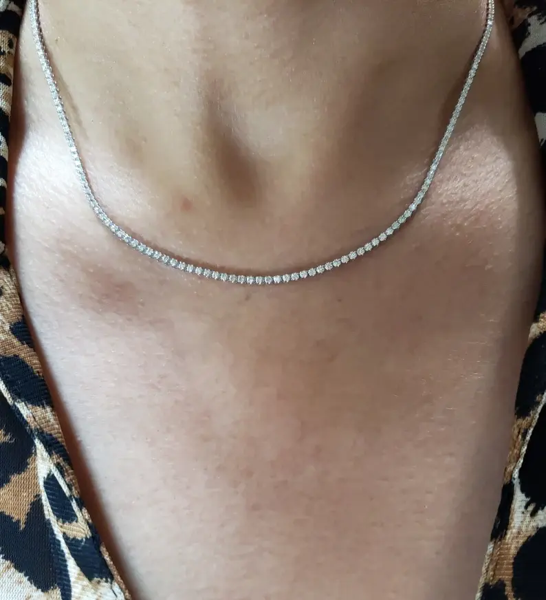 14Kt Gold 2.15 Ct 16-inch Lab Grown Diamond Buttercup Tennis Necklace