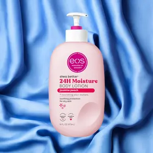 eos Shea Better Body Lotion- Jasmine Peach, 24-Hour Moisture Skin Care, With Natural Shea, Vegan, lotion squeeze bottles 16 fl oz