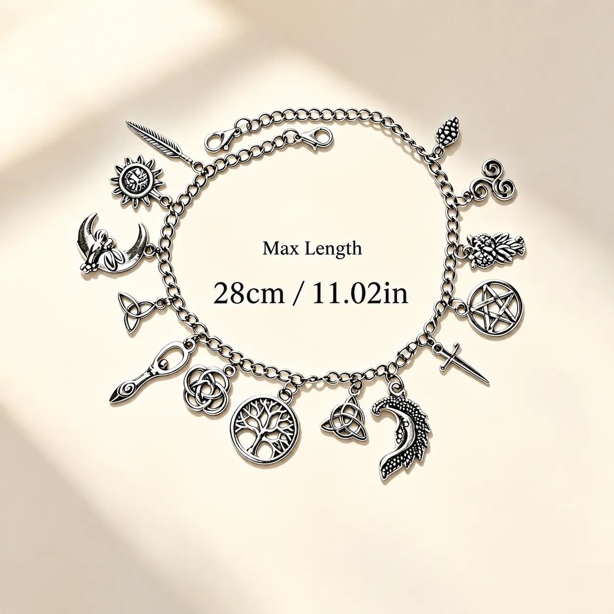 Gothic Charm Bracelet for Women, Vintage Witchcraft Aesthetic Jewelry with Celestial Moon & Pentagram Charms, Adjustable 2-in-1 Casual Anklet Chain, Jewelry For Women, Gothic Style, Anklets For Women