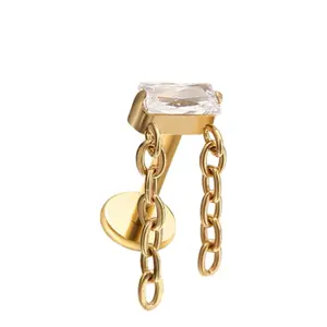 Mini Baguette Chain Flat Back- Clear CZ