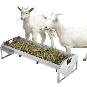 summervibes Galvanized Steel Livestock Feeding Trough, 22 Gal Capacity, 45-Inch Hay Feeder, Heavy Duty Construction, Feeds Up to 10 Goats for Horse, Sheep Farm Sheds, Pens