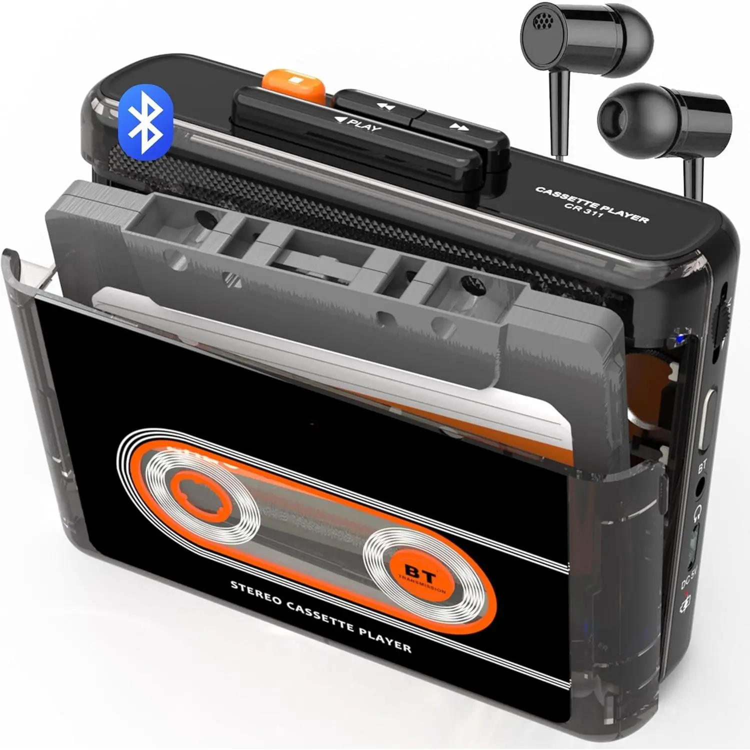 Cassette Tape Player with 1100mAH Rechargeable , Compact  Cassette Player with Earphone,  Clip Portable Cassette Player for ,Park