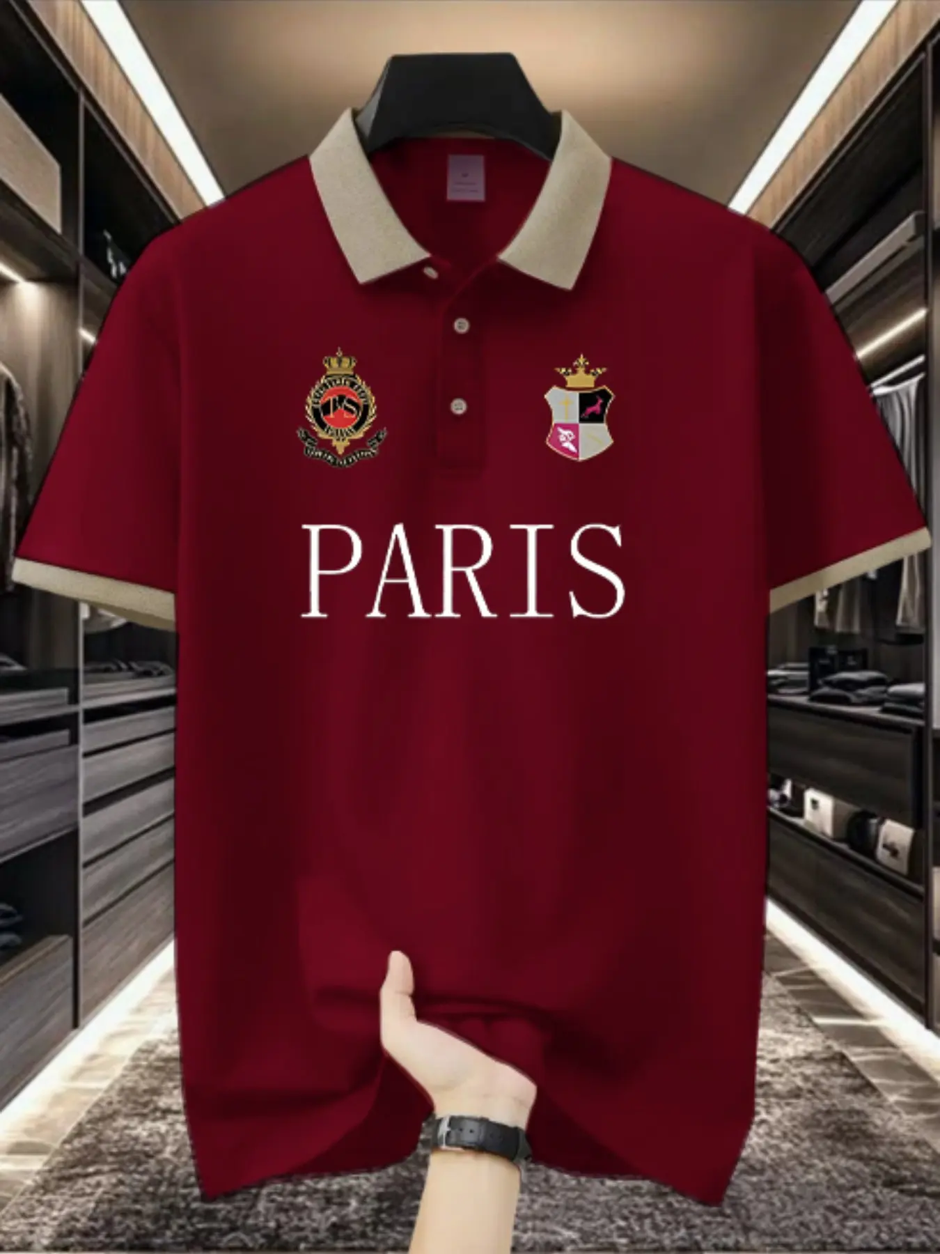 Men's High-End Polo Shirt with Paris Print, Summer Short Sleeve Tee, Casual Outdoor Wear, Birthday Gift, Fitted Graphic Design, Menswear, Collared Polo Shirts