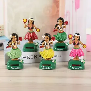 New Solar-Powered Hula Girl Dashboard Bobblehead Doll - Automatic Dancing, Hawaiian Style Ornament, Creative Cartoon Car Interior Accessory, Cute Gift