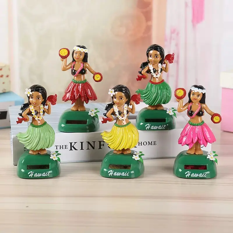 Solar-Powered Hawaiian Hula Girl Dashboard Bobblehead Figure - Car Interior Decorative Accessory with Solar Panel, Automatic Dancing Ornament, Creative Cartoon Item for Holidays, Car Enthusiast Gift (Fits Interior Decor Ideas)