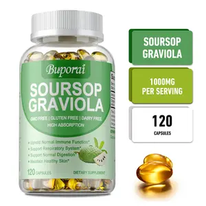 Buporai Soursop Dietary Supplement, 120 capsules per bottle, supports skin, digestive system, and immune system - high absorption rate - premium ingredients.