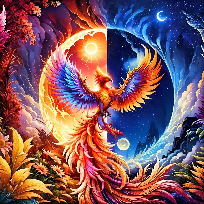 New! Best-Selling DIY 5D Diamond Painting Kit, Phoenix Theme Pattern, Full Drill Mosaic Craft, Handcraft, Home Wall Decor Gift, Wall Art Painting