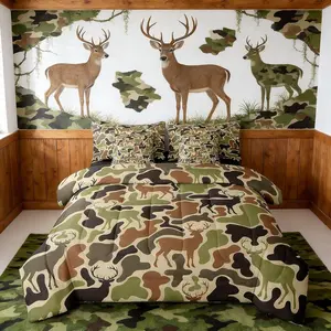 Camo Deer 7 Piece Bedding Set,Deer Hunting Bed Set Includes Comforter,Sheet Set,Pillowcases & Pillow Covers Bedroom Decor Antlers Bed in a Bag ,Breathable Women Men Western Farmhouse