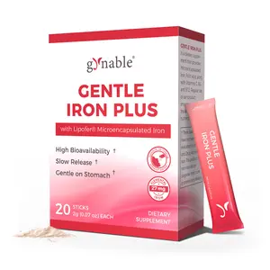 Gynable Gentle Iron Supplement for Anemia & Iron Deficiency, 27mg Lipofer Microencapsulated Slow Release Iron, Tongue-Dissolving Powder Without Water, Vitamin C B6 B12 Folic Acid Beet Root for High Absorption, 20 Daily Sticks Summervibes