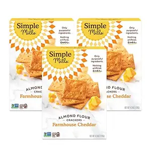 Simple Mills Almond Flour Crackers, Farmhouse Cheddar - Gluten Free, Healthy Snacks, 4.25 Ounce (Pack of 3)