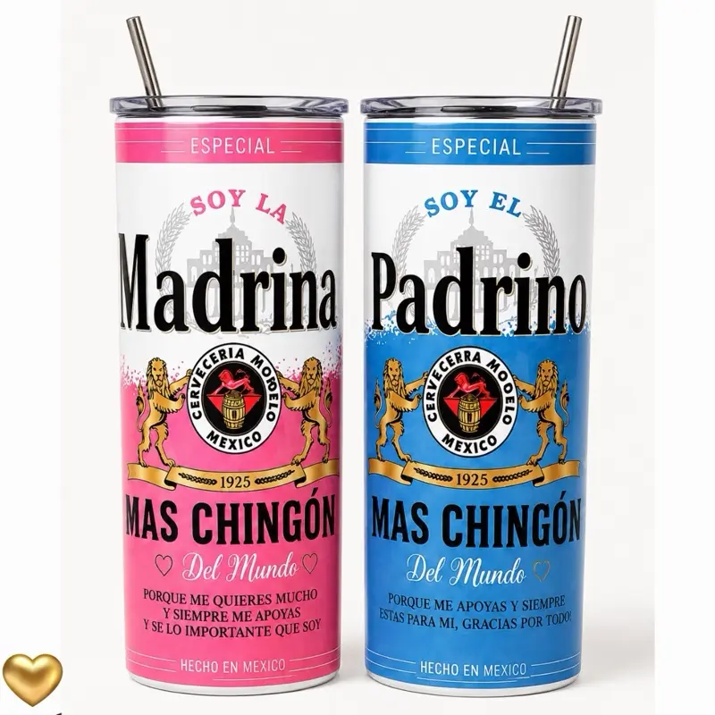 Personalized 20oz Skinny Stainless Steel Tumbler, Custom Godfather Gift for Padrinos