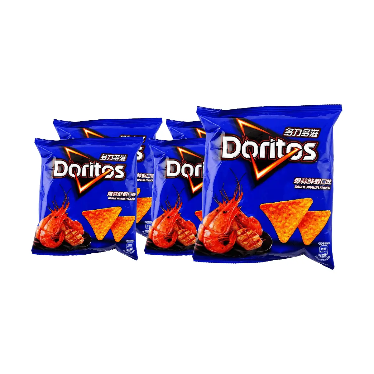 Doritos Taiwan Garlic Shrimp Flavored Tortilla Chips 5-Pack (40g Each) - Authentic Asian Snack