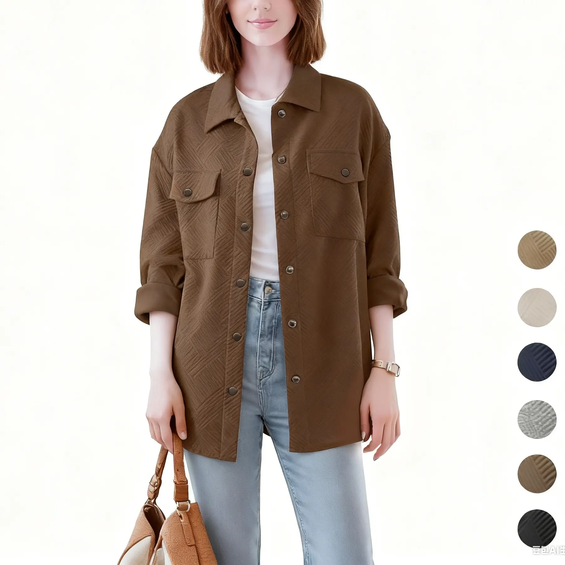 Women’s Live Women's Flannel Shacket Jacket with Pockets Casual Fall Coat Long Sleeve Button Down Collared Winter Clothes Fit Chic Outfits Thin summerwins