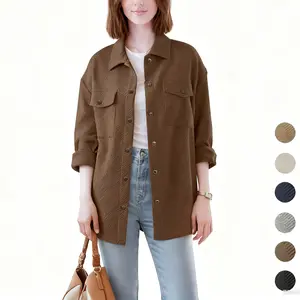 Live Women's Flannel Shacket Jacket with Pockets Casual Fall Coat Long Sleeve Button Down Collared Winter Clothes Fit Chic Outfits Thin