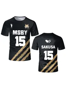 Haikyuu MSBY Black Jackal jersey Japanese anime cosplay tops Volleyball uniforms for men and women breathable Kid's T shirts Gym Workout Shirt