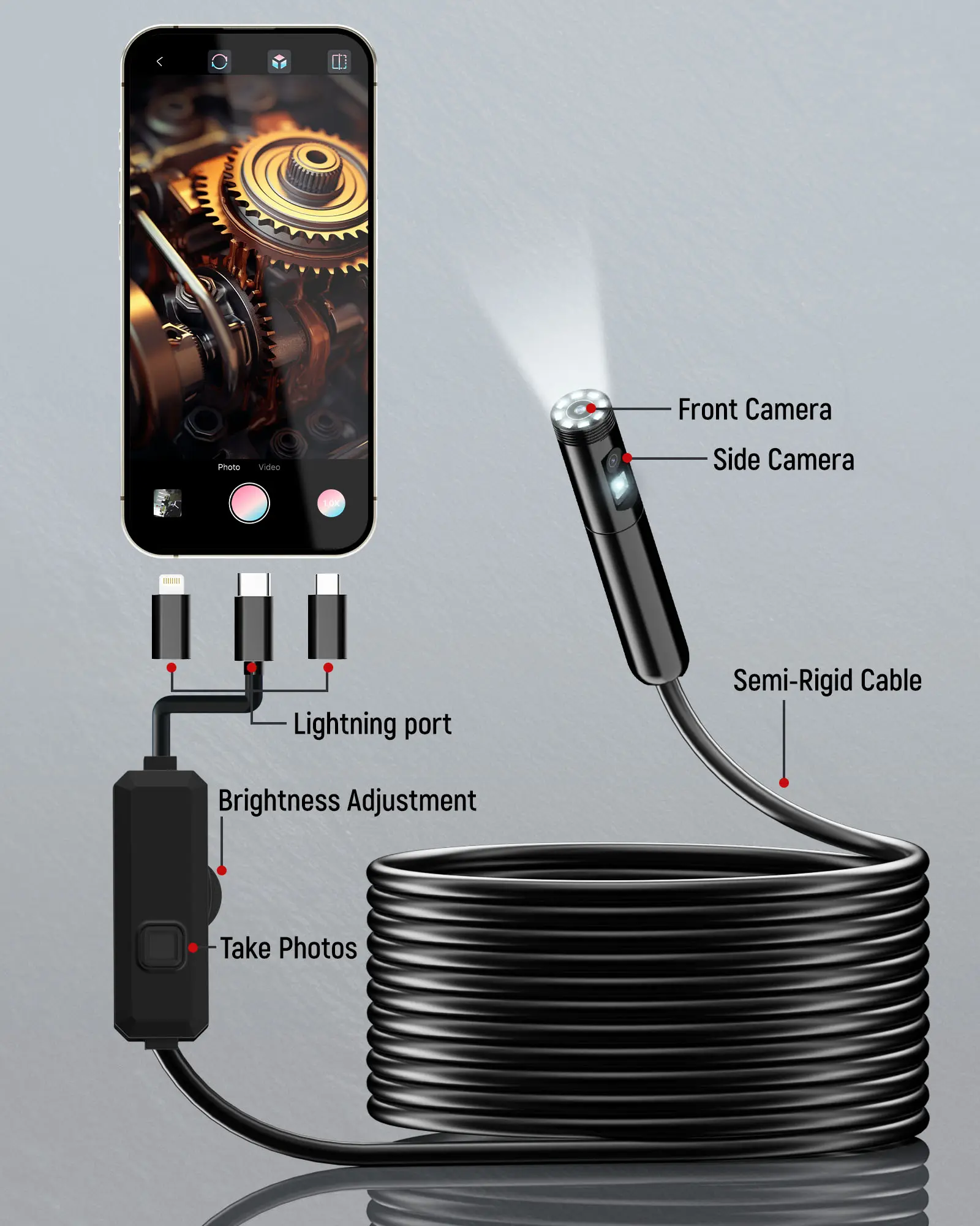 KAIWEETS 8-LED HD Borescope Camera - IP67 Waterproof Endoscope for Automotive, Plumbing & Home Inspections KAIWEETS 8-LED HD Borescope Camera - IP67 Waterproof Endoscope for Automotive, Plumbing & Home Inspections