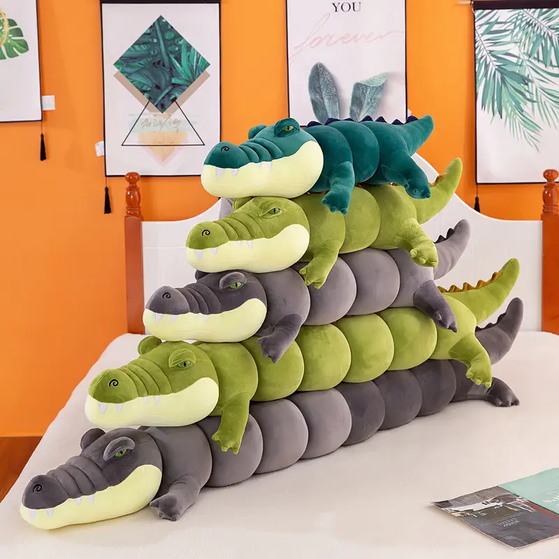 Unisex Segmented Look Crocodile Plush Toy - Aesthetic Room Plush, Animal Character Stuffed Toy, Fluffy Huggable Bounce Pillow with 4-Way Stretch, Removable Washable, Decorative Sleep Comfort Doll for 12+ Kids