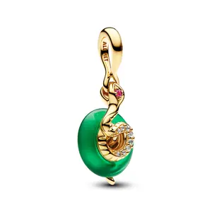 Pandora Snake Green Murano Glass Dangle Charm 763617C01