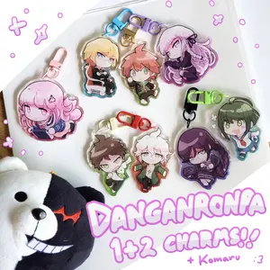 Danganronpa 1+2 (And Komaru) Acrylic Keychains, Gamer Acrylic Charms, Kawaii Bag Accessory, Cool Collectible Gift for Fans, Aesthetic Merch for Players