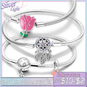 Woman Bracelet Original 925 Sterling Silver Dream Catcher Snakebone Feather CZ Zircon High Quality Wedding Gifts For Women