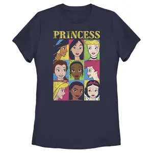Women's Disney Princess Distressed Close-Up Poster T-Shirt