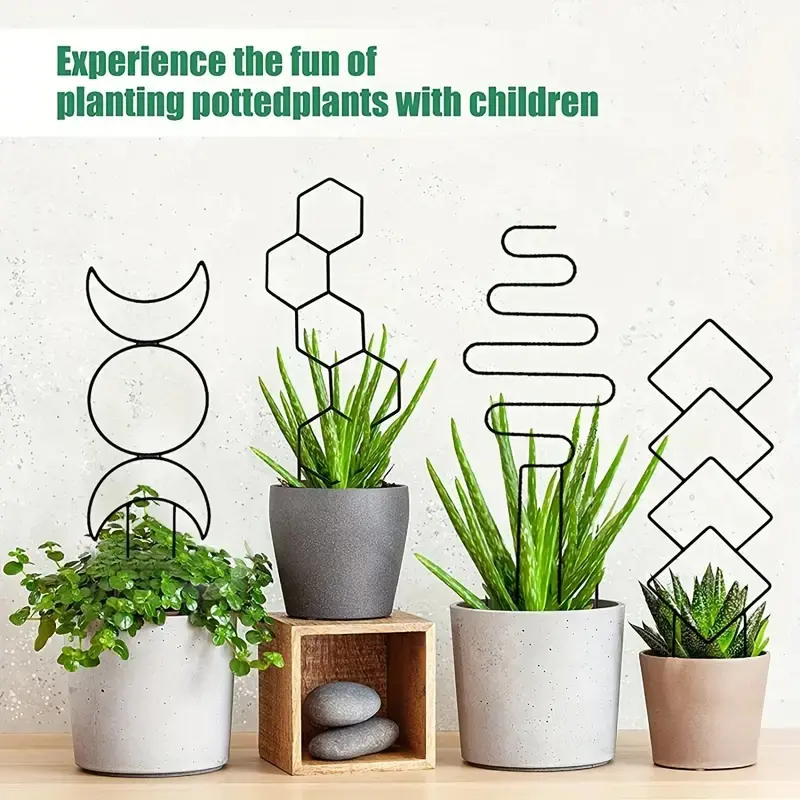 Indoor Plant Trellis for Climbing Plants, Climbing Vegetable Plant, 16inch Small Garden Supplies Metal Trellis for Potted Plants Outdoor with Different Patterns for Vine Ivy Flower Plant Support 4 Pack