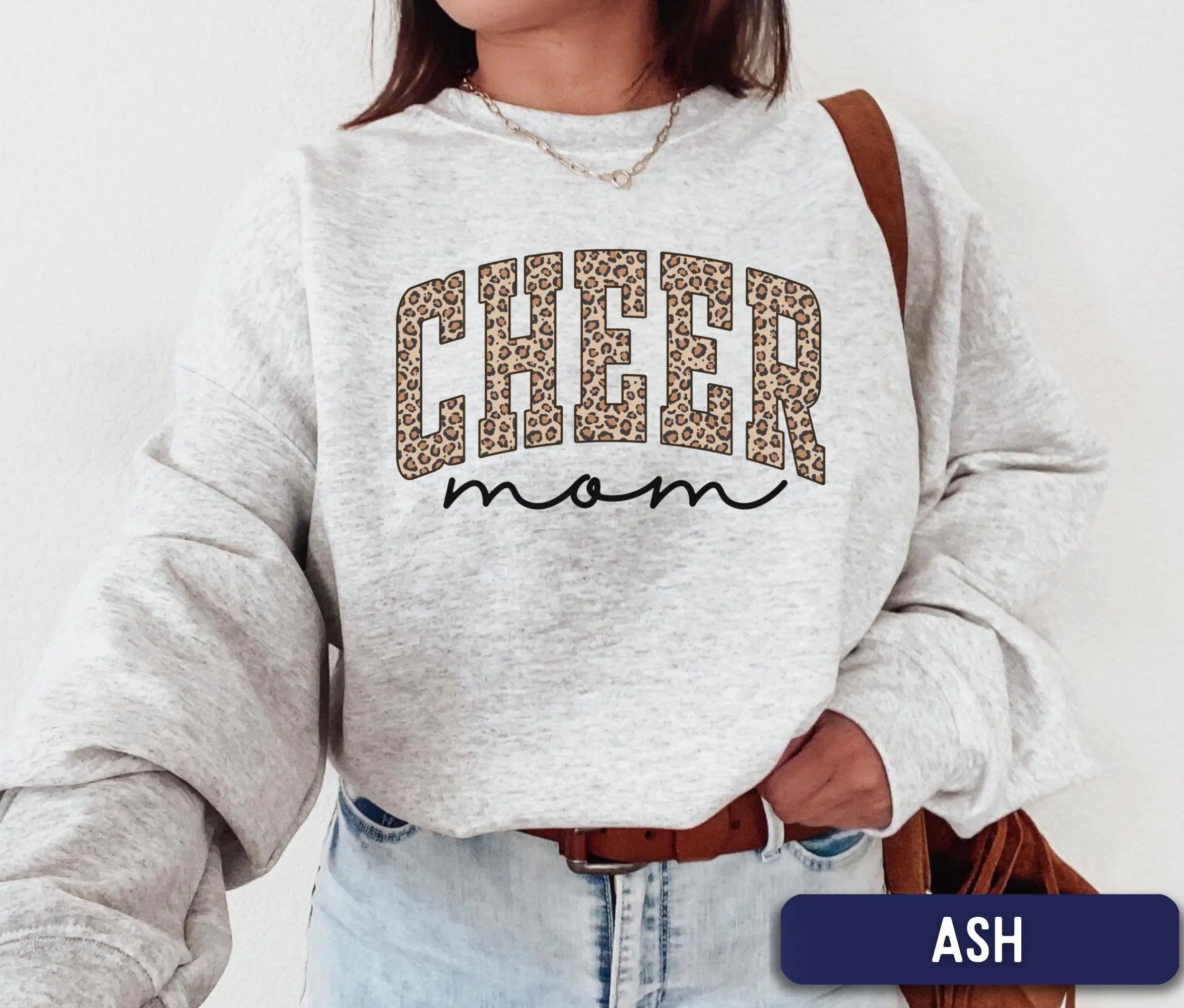 Cheer Mom Sweatshirt, Leopard Cheerleading Mom outfit, Cheetah Print cheer mom, Game Day , Sports Mom Gift