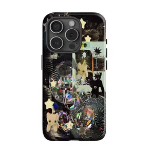 A whimsical disco cat phone case, compatible with iPhone 17/16/15/14/13/12/11 Pro Max/Plus and Samsung Galaxy S23FE/22/23/24/25. A perfect gift for him, a great gift for a lady, or a protective case.