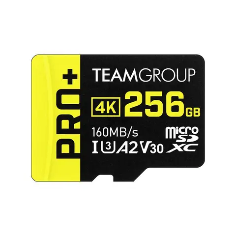 Team 256GB PRO+ microSDXC UHS-I/U3 Class 10 Memory Card with Adapter, compatible with Nintendo-Switch, Steam Deck, and ROG Ally, Speed Up to 160MB/s (TPPMSDX256GIA2V3003)