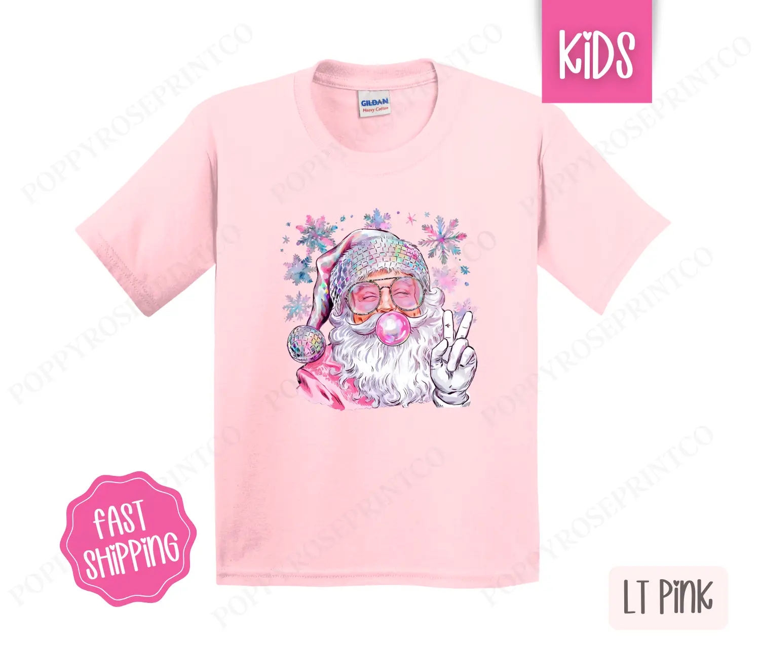Kids Christmas Shirt - Santa Bubble Tshirt - Youth Holiday Tee Gildan