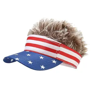 Mens Visor Cap Wig Adjustable Baseball Golf Hat with Realistic Fake Hair