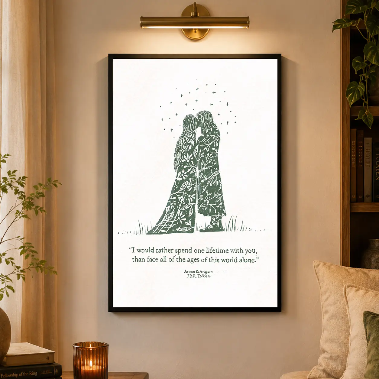 Aragorn And Arwen, Lord of The Rings Art, J.R.R. Tolkien Quote, LOTR Print