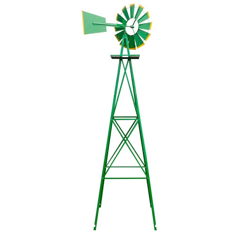 8FT Outdoor Decorative Iron Windmill, Weather Resistant, Durable Steel Wind Spinners, High-Quality Construction, Garden Decor for Wind Speed Direction Monitoring