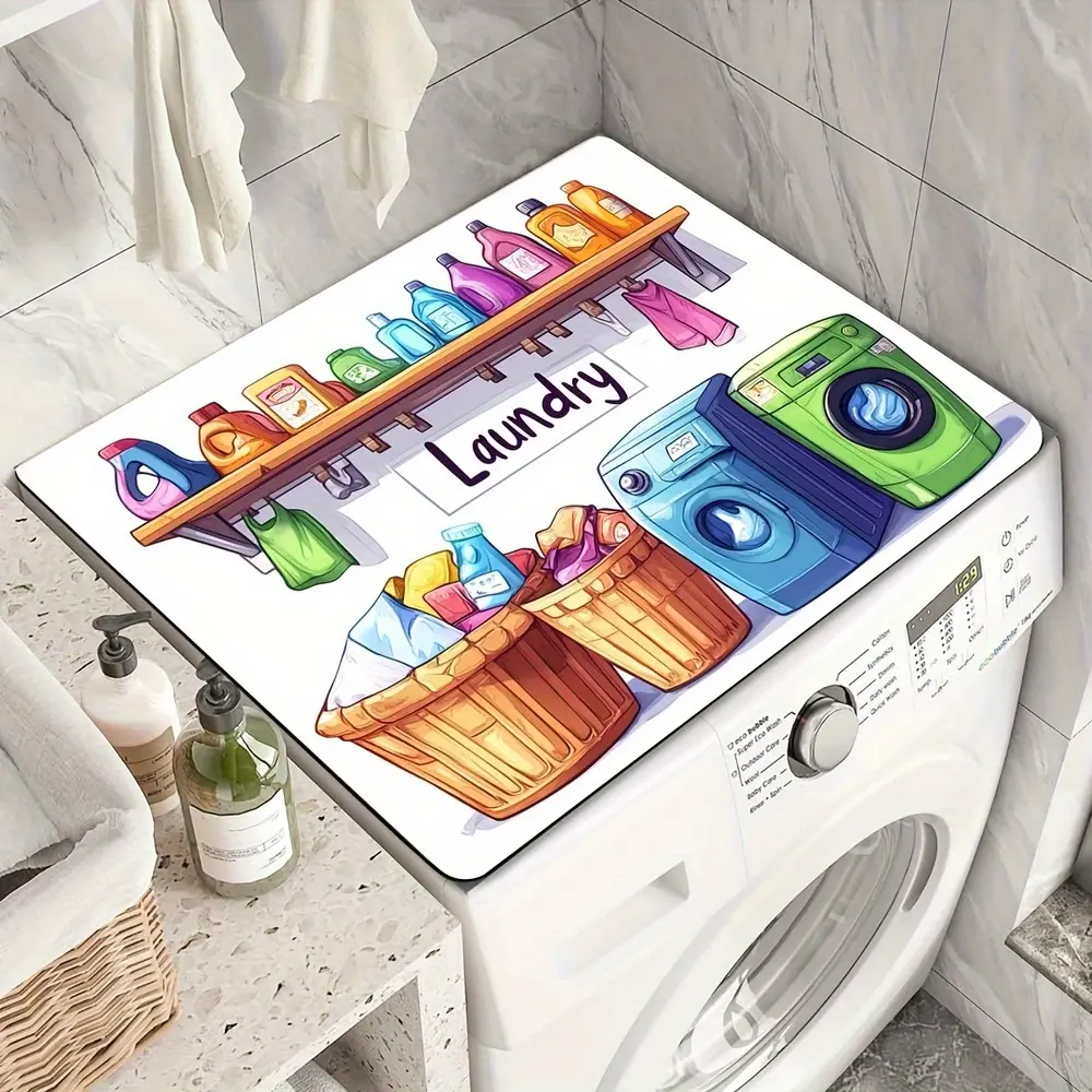Premium Anti-Slip Waterproof Top Loader Washing Machine Cover - Household All-in-1 Protection, Dustproof, Durable, Space-Saving Laundry Room Organizer, Stable, Fits Most Standard Top-Load Washers/Dryers, Style B, Ideal Housewarming/Special Occasions Gift,