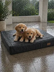36x27x4 Inch Water-Repellent Dog Bed Cover – Waterproof Heavy Duty Pet Mattress Protector, Soft Plush Fluffy, Washable Removable Zipper Cover Grey/Black
