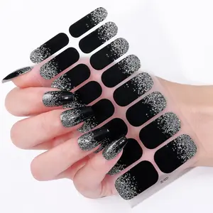 Shiny Full Nail Polish Strips, Self-Adhesive Nail Stickers, Stick On Nails, DIY Home Manicure Kit for Women, Multi-Pack Nail Art Supplies, Glitter Base French Tip