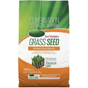 Grass Seed Bermudagrass with Fertilizer and Soil Improver, Drought-Tolerant, 1 lb.