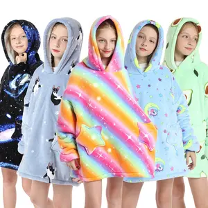 Hooded Blanket, Cute Star Pocket, Soft Comfortable, Easy Wear, Long Thickened, Home Sleepwear, Machine Washable Blanket