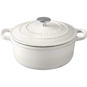 Cast Iron Dutch Oven with Lid, Round Pot, Enamel Coated for Bread Baking, 7 Quart, White