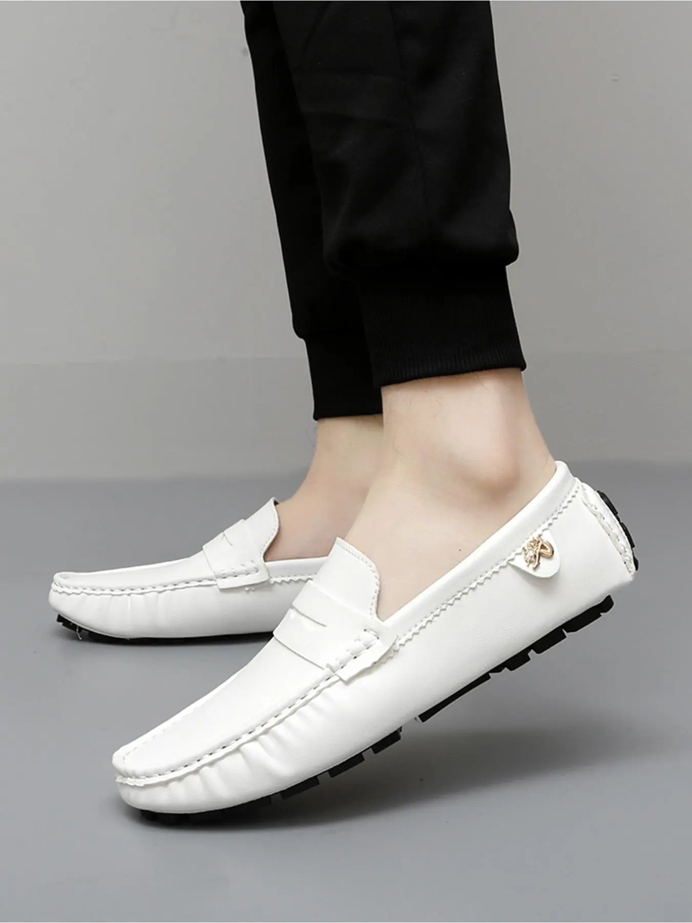 Men's Business Formal Lace-free Slip-on PU Leather Footwear Business Style Loafers, Pointed Toe Flat Shoes for Daily Wear, Lightweight Breathable Comfortable Shoes for Men, Boy, Casual Business Shoes