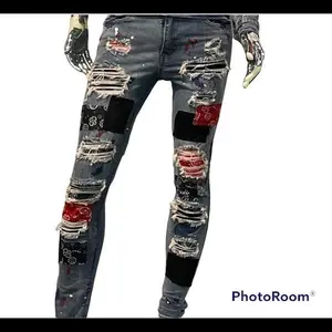 Bandana Patchwork Art Denim Jeans