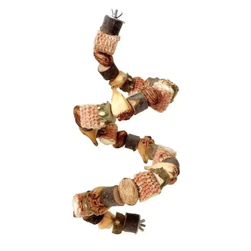 80cm (31.50in) Premium Peach Wood Bird Chew Toy - Durable Birdcage Accessory, Climbing Perch Stand, Easy Installation, Boredom Relief, Beak Health Support for Budgies